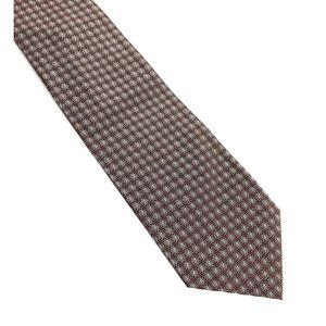 John Varatos Men's Silk Necktie. Brown Geometric Pattern.
